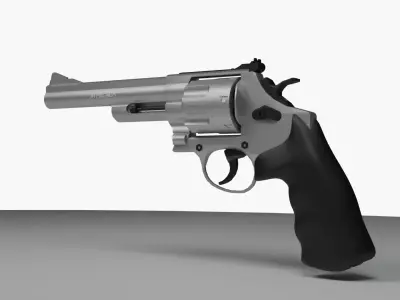 Realistic Low Poly Gun   44 Style Revolver Low-poly 3D model