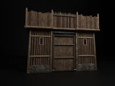 Wooden Palisade Defenses Pack  - 19 pieces Low-poly 3D model