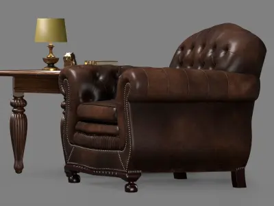 Thomas chesterfield armchair antique 3D model