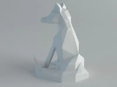 Sculptures Wolf Low-poly 3D model