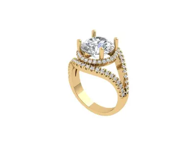 Solitaire Engagement Art Deco Ring 3D print model 89