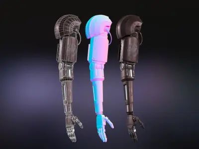 Low poly metallic arm for game Low-poly 3D model