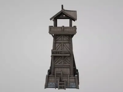 Medieval Viking War Watchtower 3D Model Low-poly 3D model