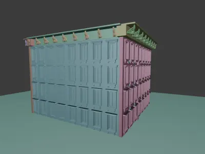 Rome Inspired Neoclassical Building Facade Low Poly 3D model