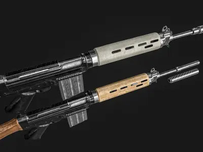 FN FAL Rifle Low-poly 3D model