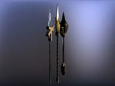 Cursed kingdom spears collection Low-poly 3D model