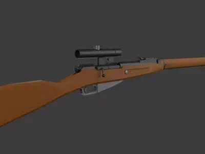 Mosin with scope Lowpoly Low-poly 3D model