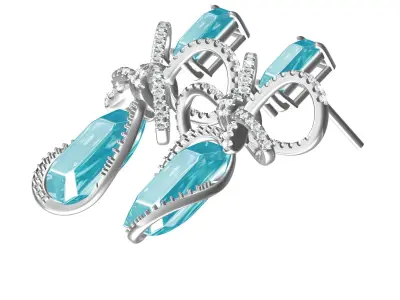 Beautiful Aquamarine Bow Earring 3D print model