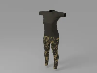 Military Woman Uniform Low-poly 3D model
