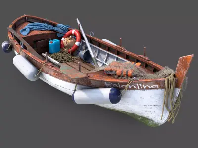 Wooden boat 3D model