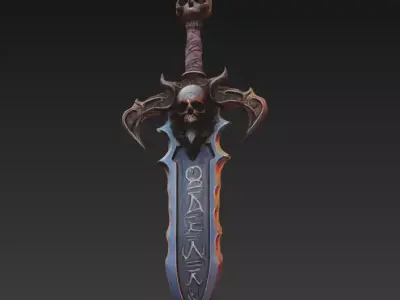 Skullbane Dreadfang - Cursed Necrotic Blade Low-poly 3D model