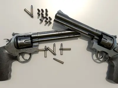 Revolver Low-poly 3D model 11