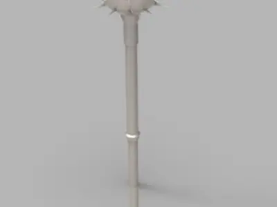Morningstar metal pole with spikes 3D model