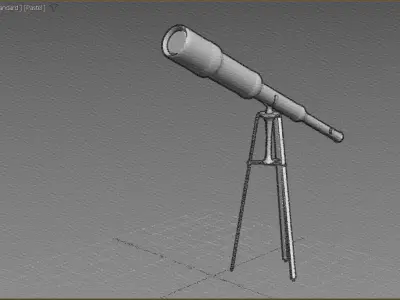 Vintage Telescope on Tripod Low-poly 3D model