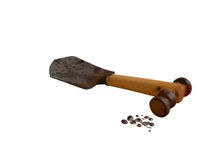 Rustic Coffee Grinder Shovel Low-poly 3D model