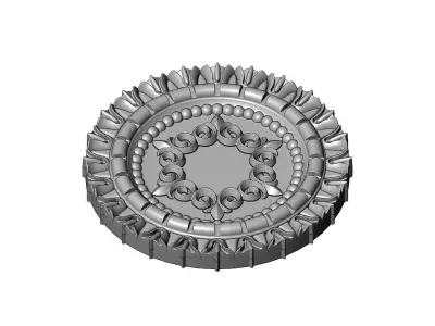 Floral scroll N02 flower pattern medallion rosette relief  3D print model