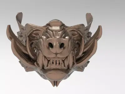 Samurai Wolf Spirit Mask 2 3D model