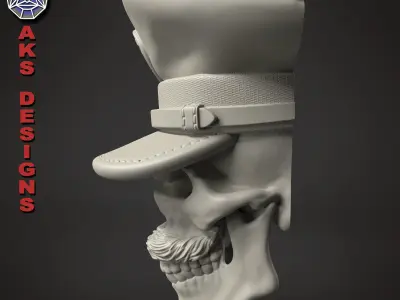 skull Wall decor army captain skull v1 3D print model