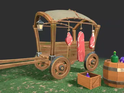 Stylized carriage Low-poly 3D model purchase
