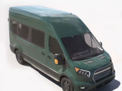 Passenger Van - Transit  - Game Ready Vehicle Low-poly 3D model
