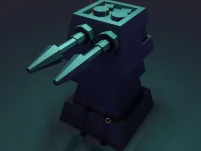 3d gun robot in water Free low-poly 3D model