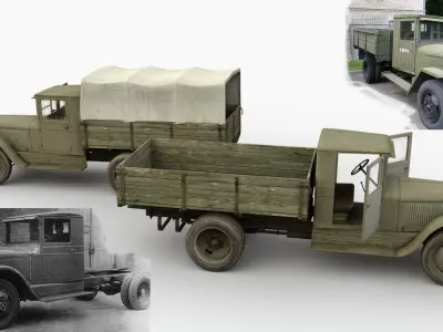 ZIS-5 truck Low-poly 3D model