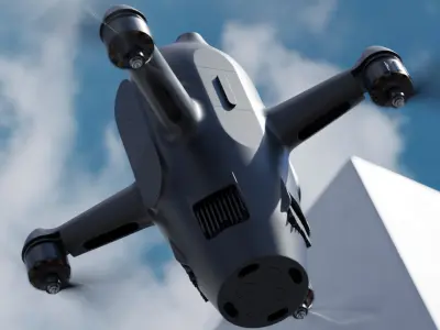 Air Defense Quadrotor UAV Black 3D model