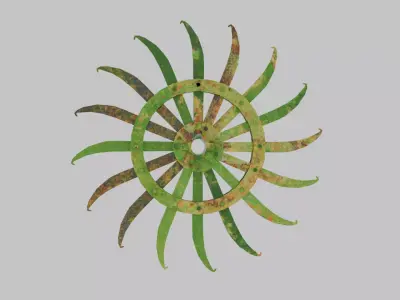 Decorative Farm Industrial Rusted Spiked Rotary Hoe Wheel Low-poly 3D model