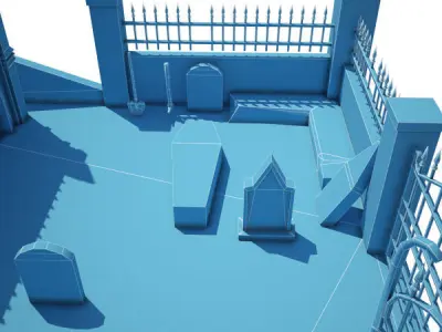 Medieval Cemetery Low-poly 3D model