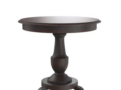 Antique Italian Walnut Wood Round Table 3D model