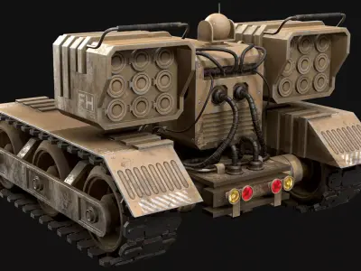 UGV Concept-3B-Desert-Dirty Low-poly 3D model