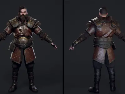Viking 4 Warrior Low-poly 3D model