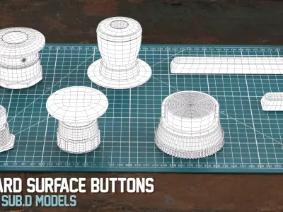 35 Sub-D Hard Surface Buttons 3D model