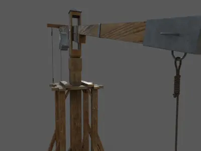 Crane Medieval 3D model Low-poly 3D model
