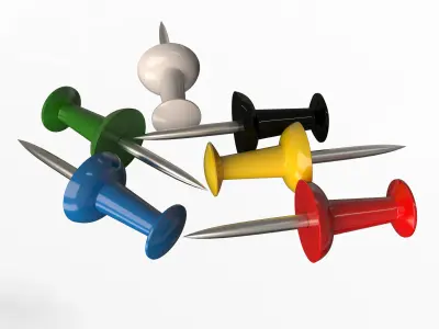 Assorted Colors Push Pins Low-poly 3D model