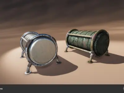 Industrial Cisterns Low-poly 3D model