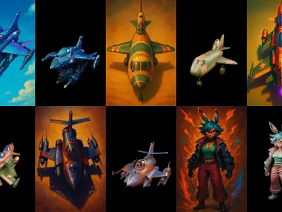 AirCraft bundle 2 pack 100 glb Low-poly 3D model