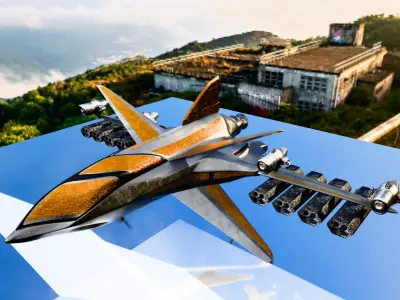 Futuristic Sci Fi Jet Fighter 3D Model Game Ready Spaceship Low-poly 3D model