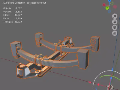 Heavy Duty Front Non-Drive Axle Low-poly 3D model