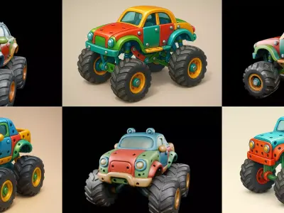 Monster Truck bundle 5 pack 100 glb 3D model