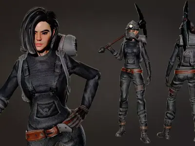 Modular Miner Duo  3D Character Pack Low-poly 3D model