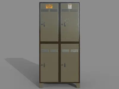 Old Military Green Steel Cabinet Low-poly 3D model