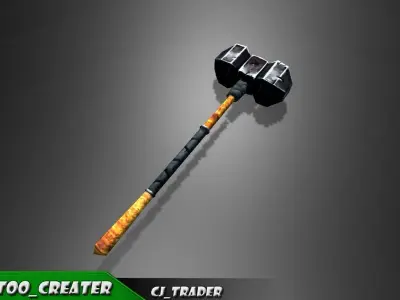 Fantasy Battle Mace low poly 3d model Low-poly 3D model