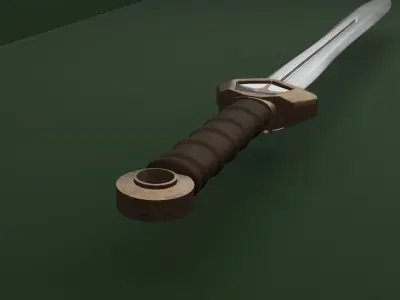 Short medieval low poly Sword 3D model