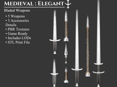 Medieval Collection Elegant Blades 3D Model Pack