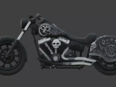 Gothic Horror Coffin Motorcycle 3D Model Low-poly 3D model