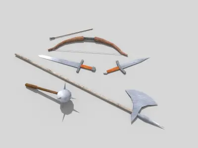 low poly medieval weapons pack 3 Low-poly 3D model