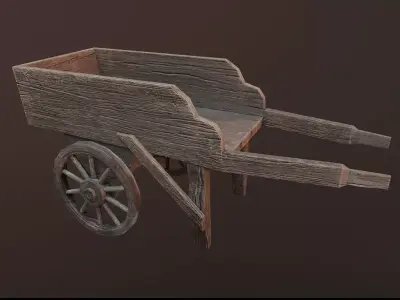 Medieval Wheelbarrow - Low Poly Game Prop Low-poly 3D model