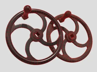 Crank Wheel With Handle Low-poly 3D model