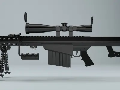 Barrett rifle with scope 3D model
